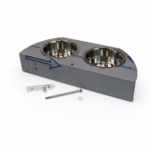 2 baks 13 cm voederplateau RVS met omlijsting