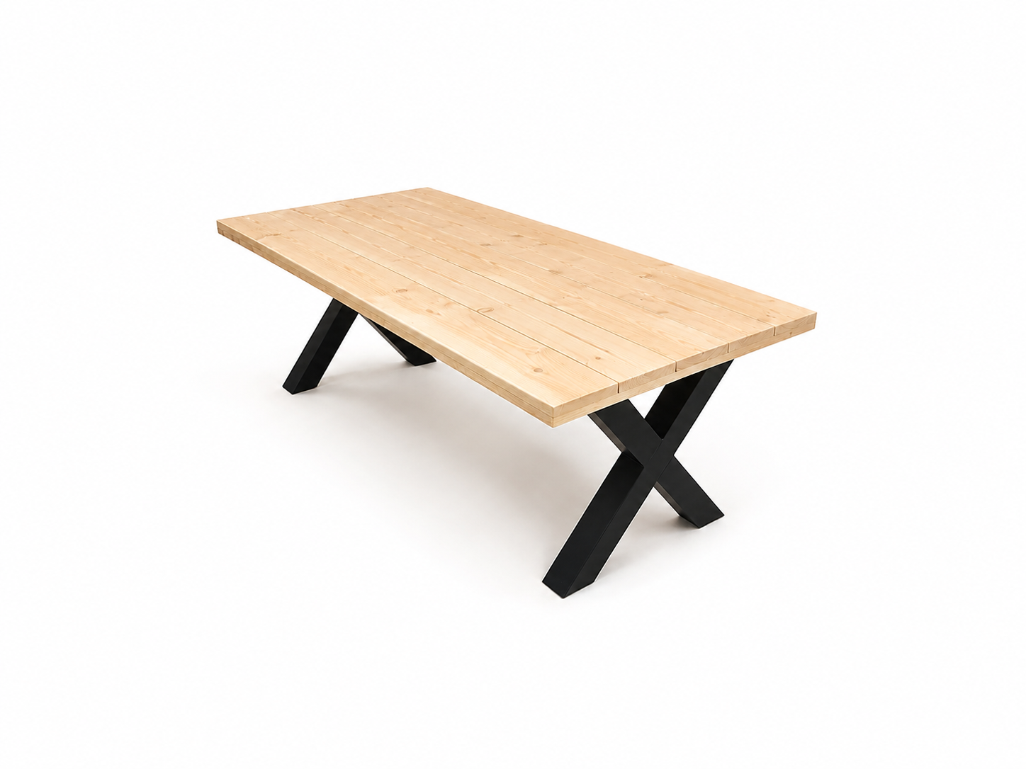 Steigerhouten-tafel-Lise-metalen-X-poten Steigerhouten Tafel Lisa - Afbeelding 1