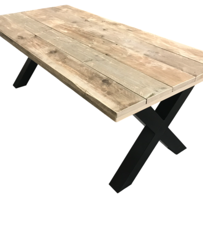 Steigerhouten-tafel-Lise-metalen-X-poten